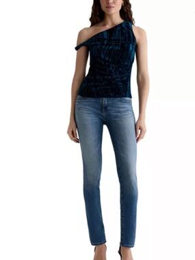 Ag Adriano Goldschmied Mid-Rise Slim Jeans in Medium Blue Wash